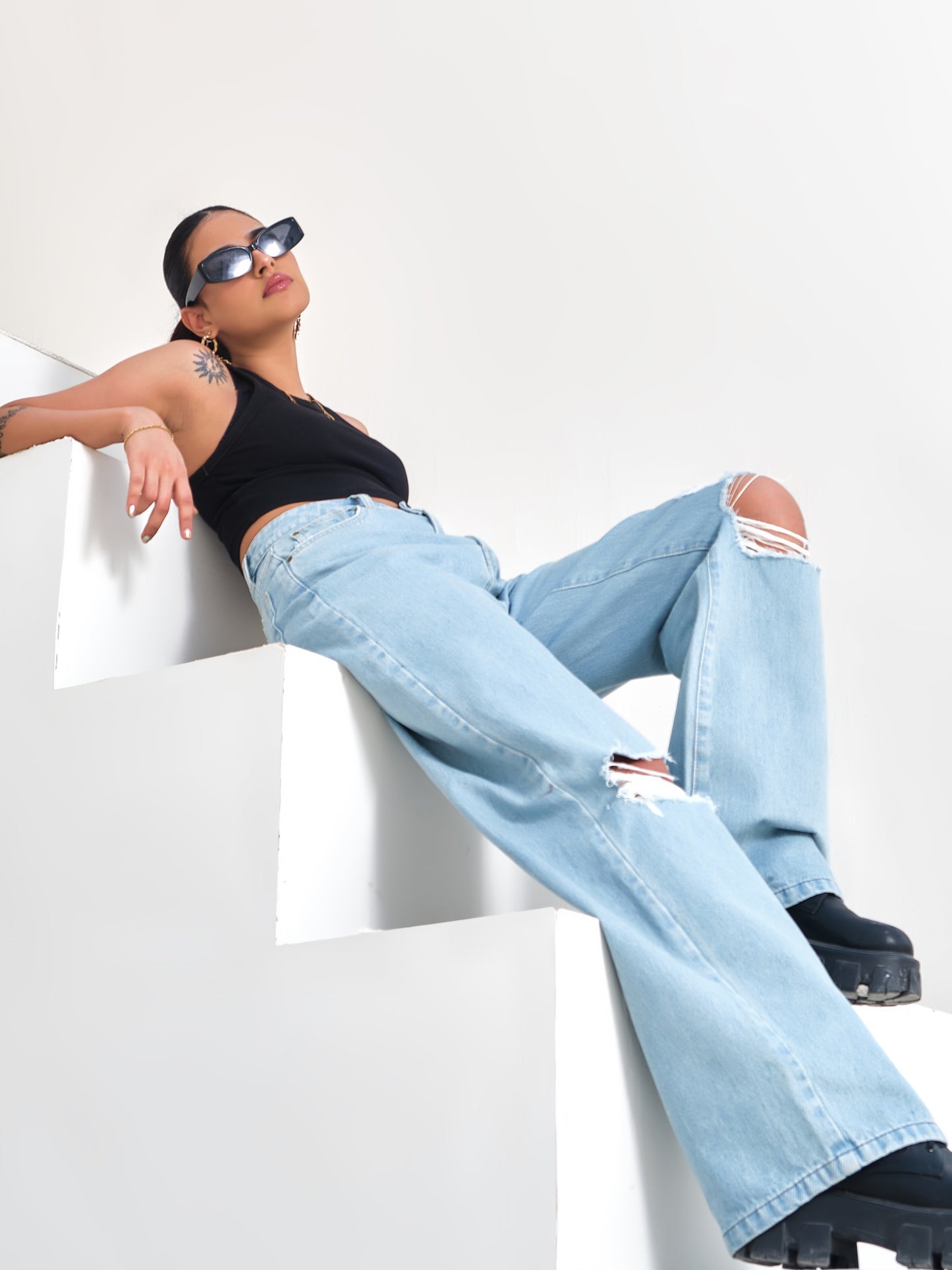 Light Blue Wide-leg Jeans