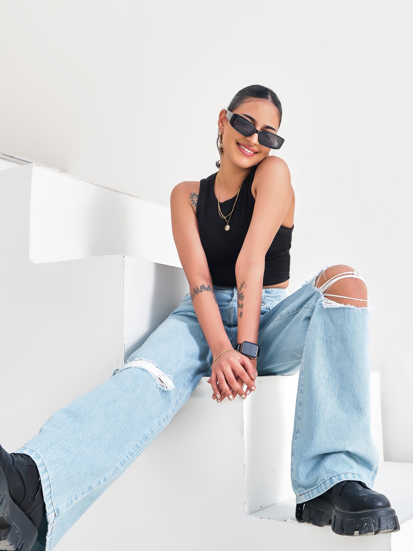 Light Blue Wide-leg Jeans