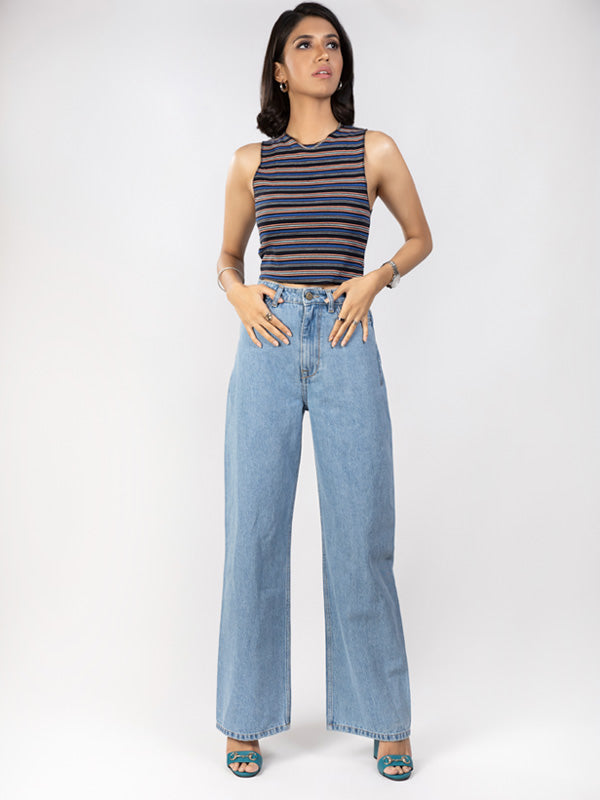 Blue Wide Leg Jeans