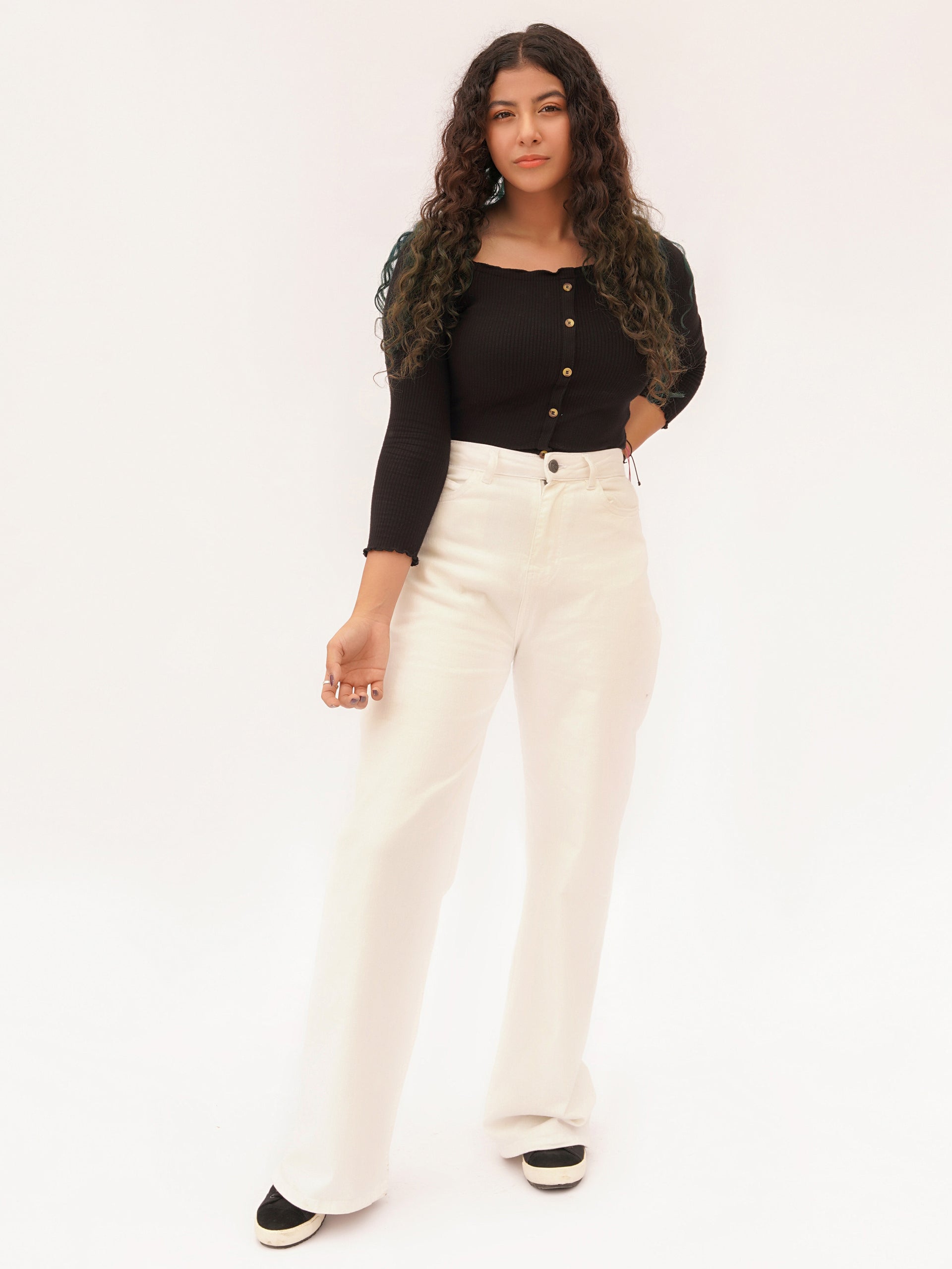 White Wide Leg Jeans – club76 - Main Image
